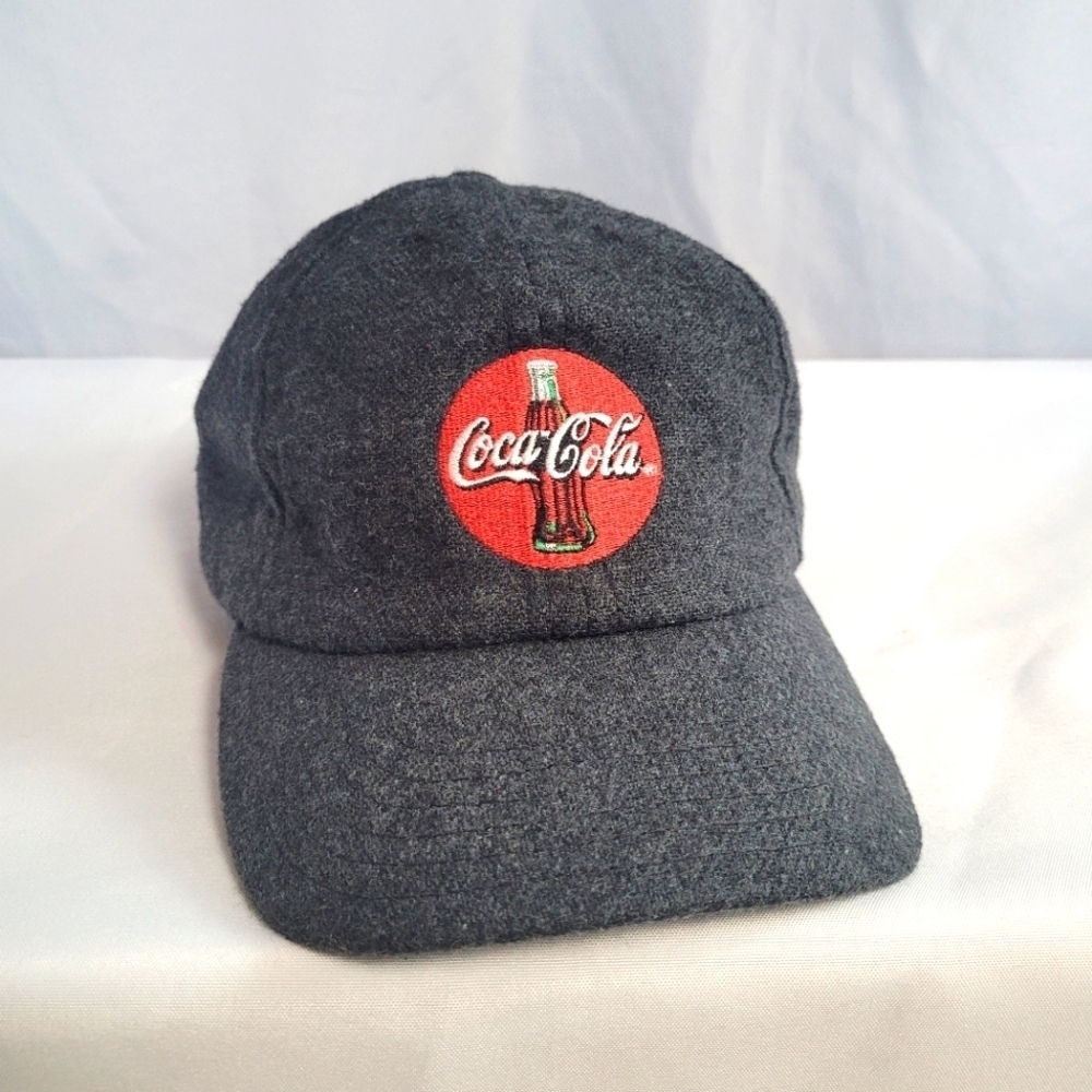 VTG Coca Cola Logo Gray Wool Hat Cap